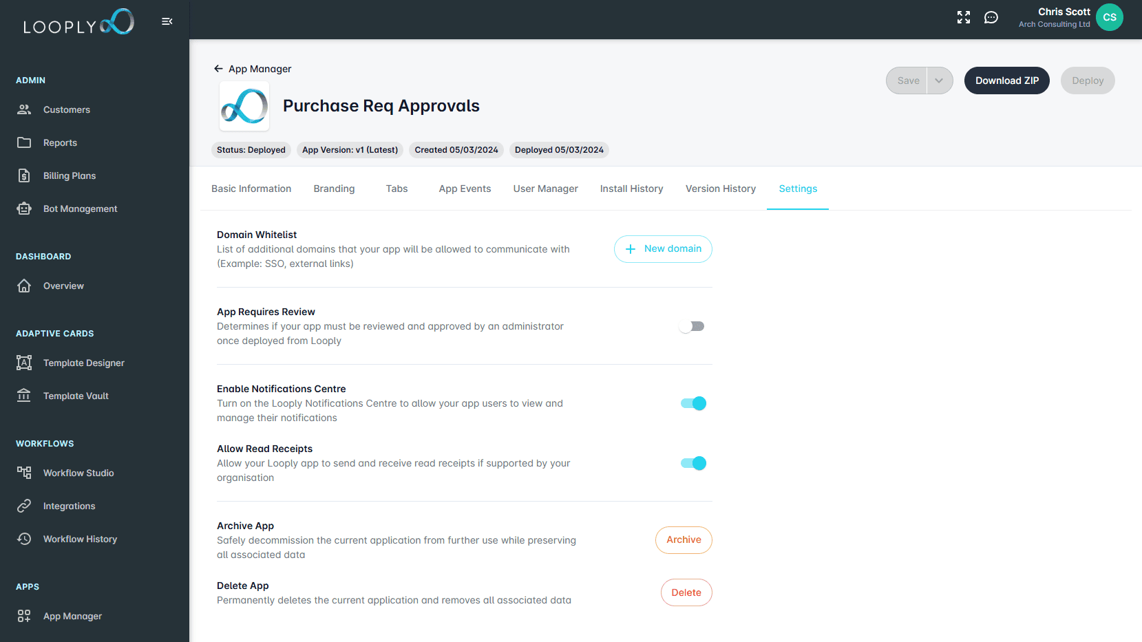 Looply App Manager – Centralised Control for Your Custom Teams Apps | Arch