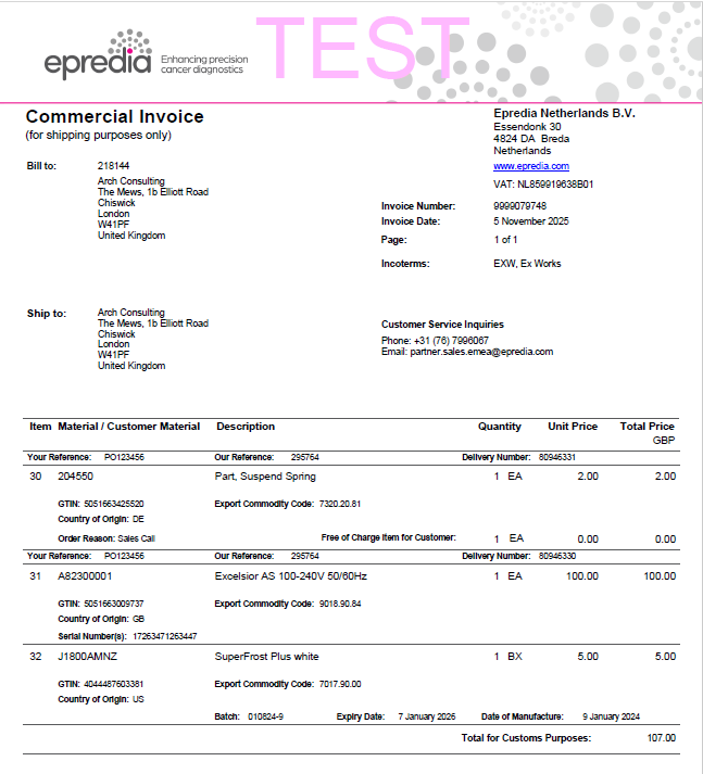 Commerical Invoice Top